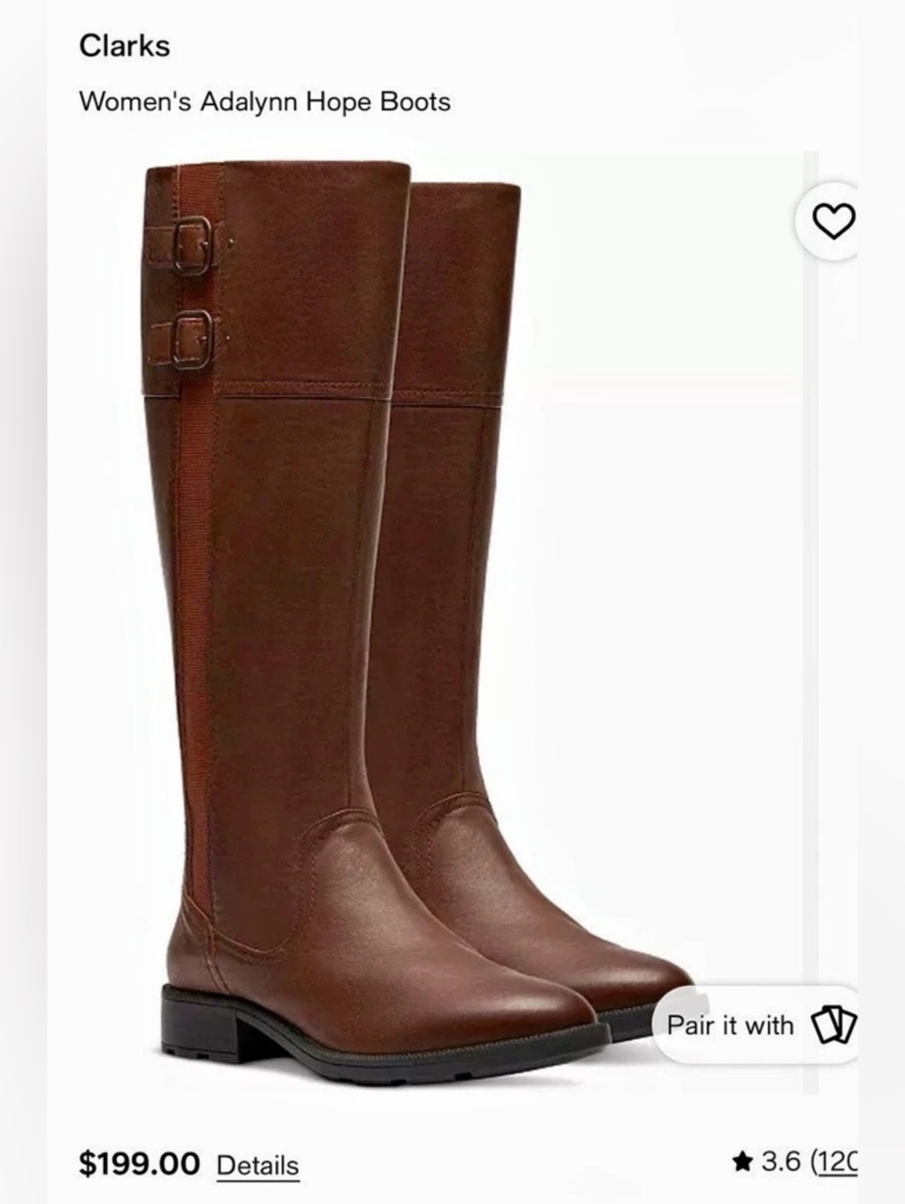 Clarks Adalynn Hope Boots Tall Buckle Boots Brown US 11 D